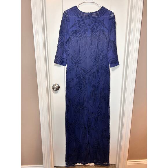 JS Collections Women's Pearl Beaded Soutache Column Gown Formal Blue Size 10 - Picture 8 of 16